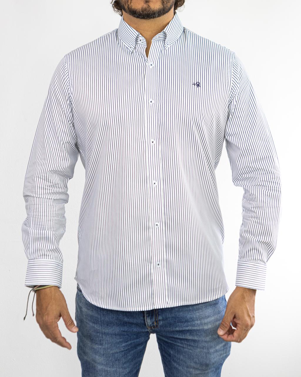 CAMISA MANGA LARGA RAYAS AZUL