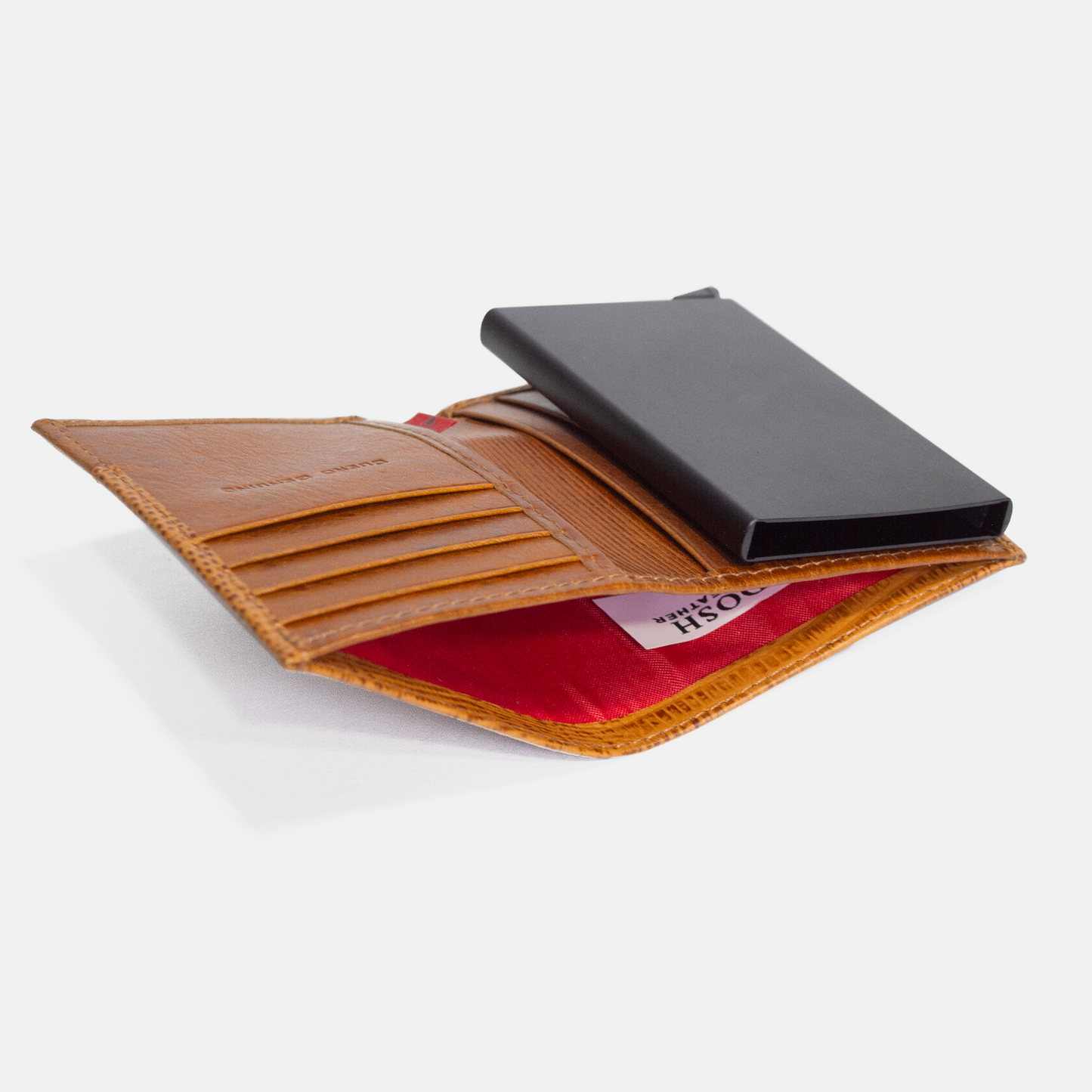 BILLETERA EN CUERO MIEL / ANTIRROBO CON TARJETERO AUTOMÁTICO