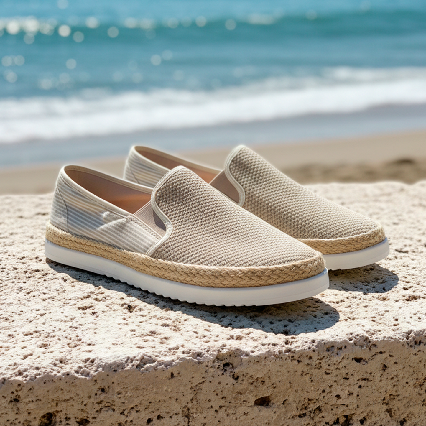 Últimas tallas - TENIS ESPADRILLA RAYAS BEIGE - ENVÍO GRATIS
