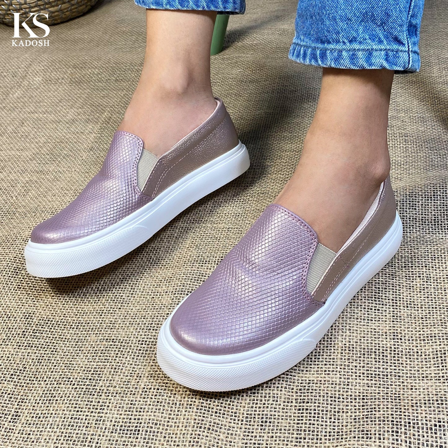 TENIS MUJER CUERO K36 ORO ROSA