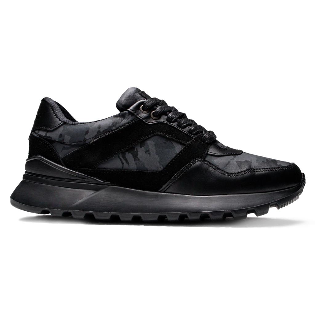Últimas tallas-TENIS BOSTON CUERO NEGRO CAMUFLADO - ENVÍO GRATIS