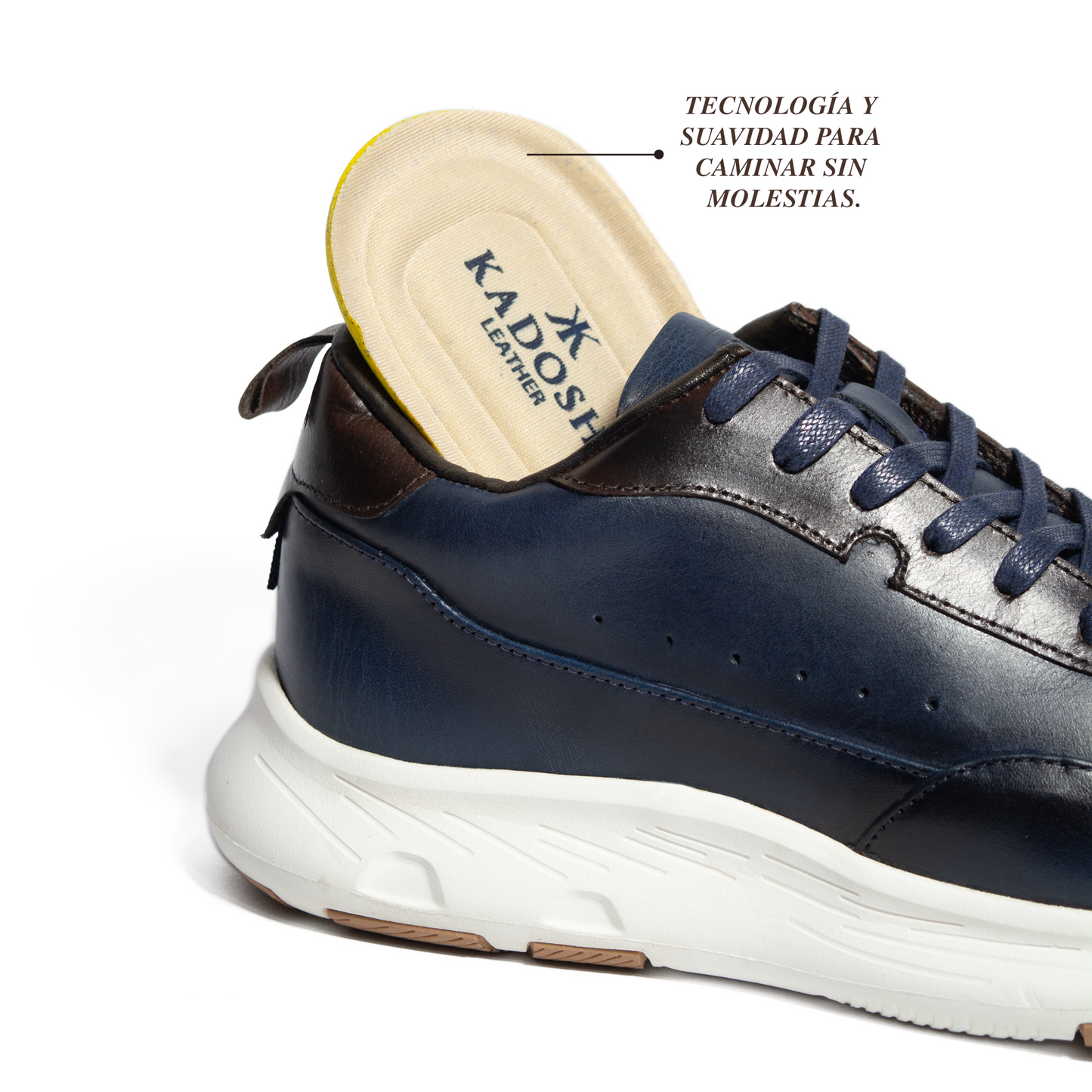 TENIS NAPOLES CUERO AZUL- ENVÍO GRATIS