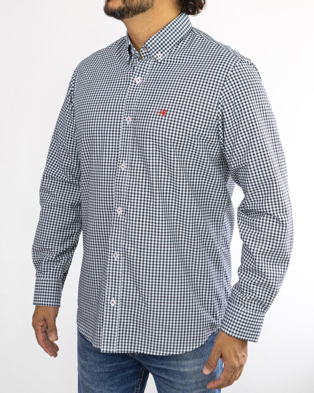 CAMISA MANGA LARGA CUADROS NEGRO