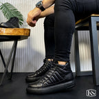 Últimas tallas -TENIS BOTA CUERO NEGRO - ENVÍO GRATIS