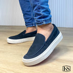 Últimas tallas -TENIS BERLÍN CUERO GAMUZA AZUL - ENVÍO GRATIS