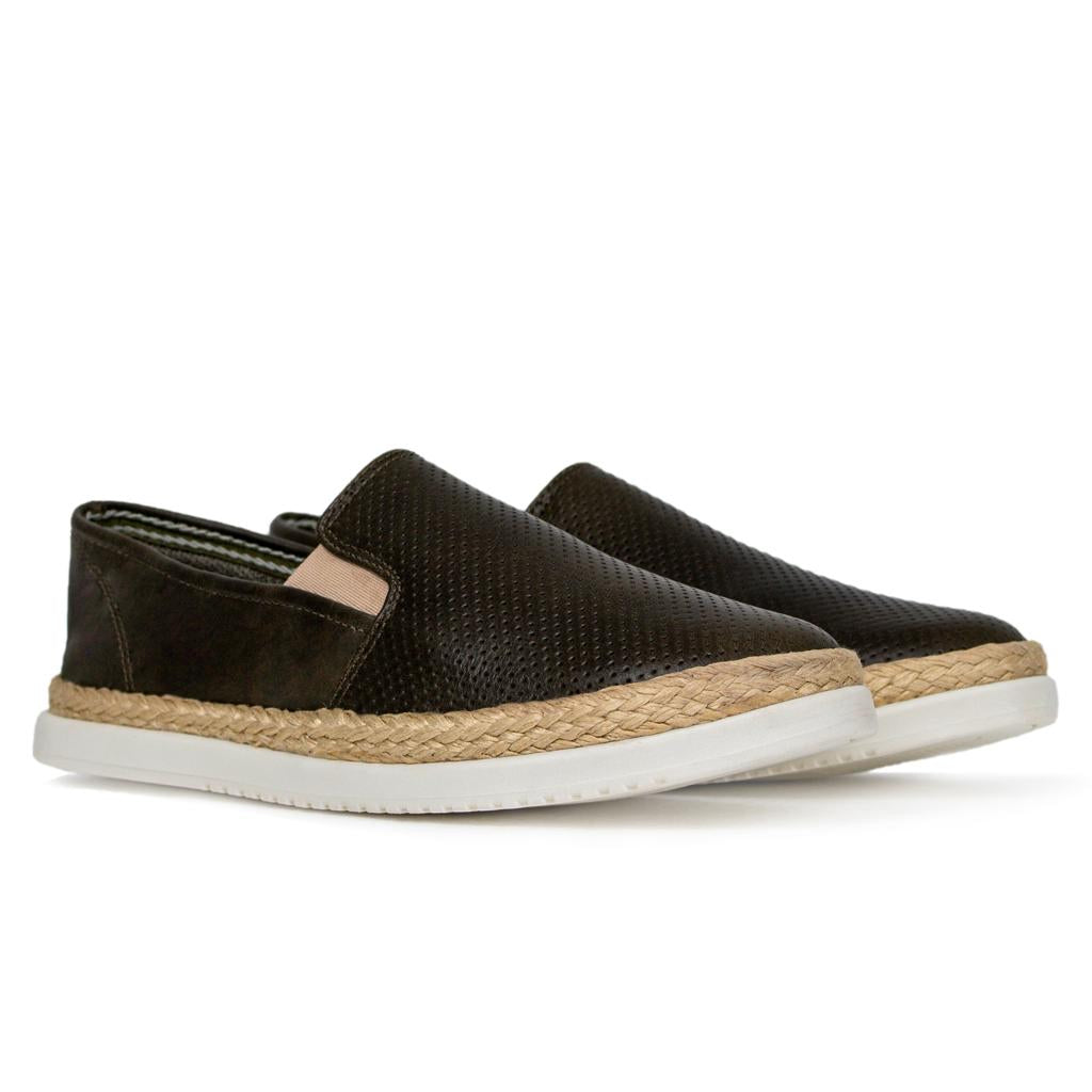 Últimas tallas - TENIS ESPADRILLA CUERO VERDE OSCURO