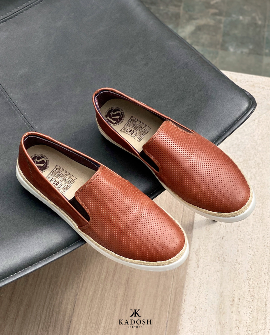 Últimas tallas - TENIS ESPADRILLA CUERO COÑAC
