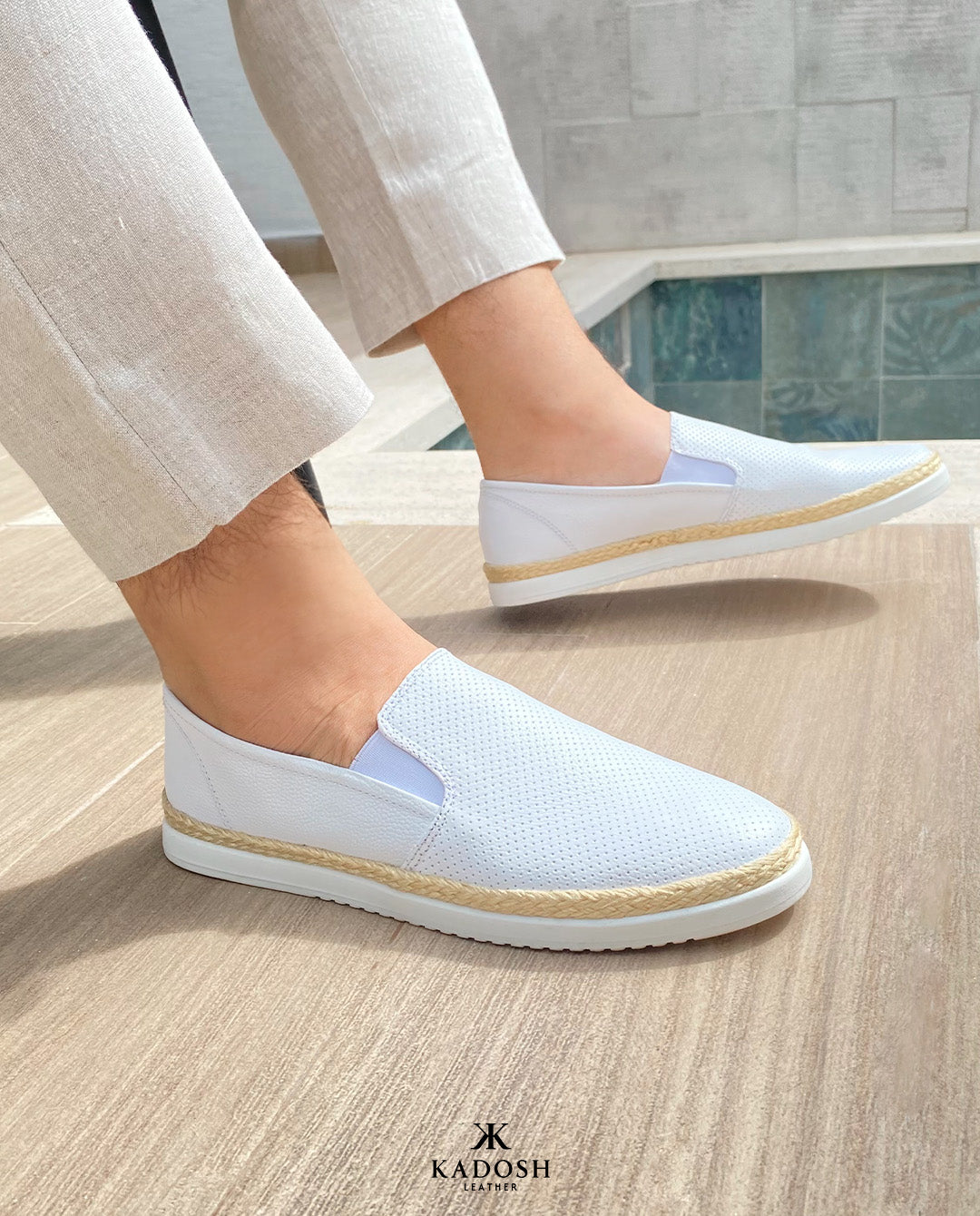 Últimas tallas - TENIS ESPADRILLA CUERO BLANCO