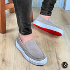 últimas tallas-TENIS BERLÍN CUERO GAMUZA TAUPE ENVIO GRATIS