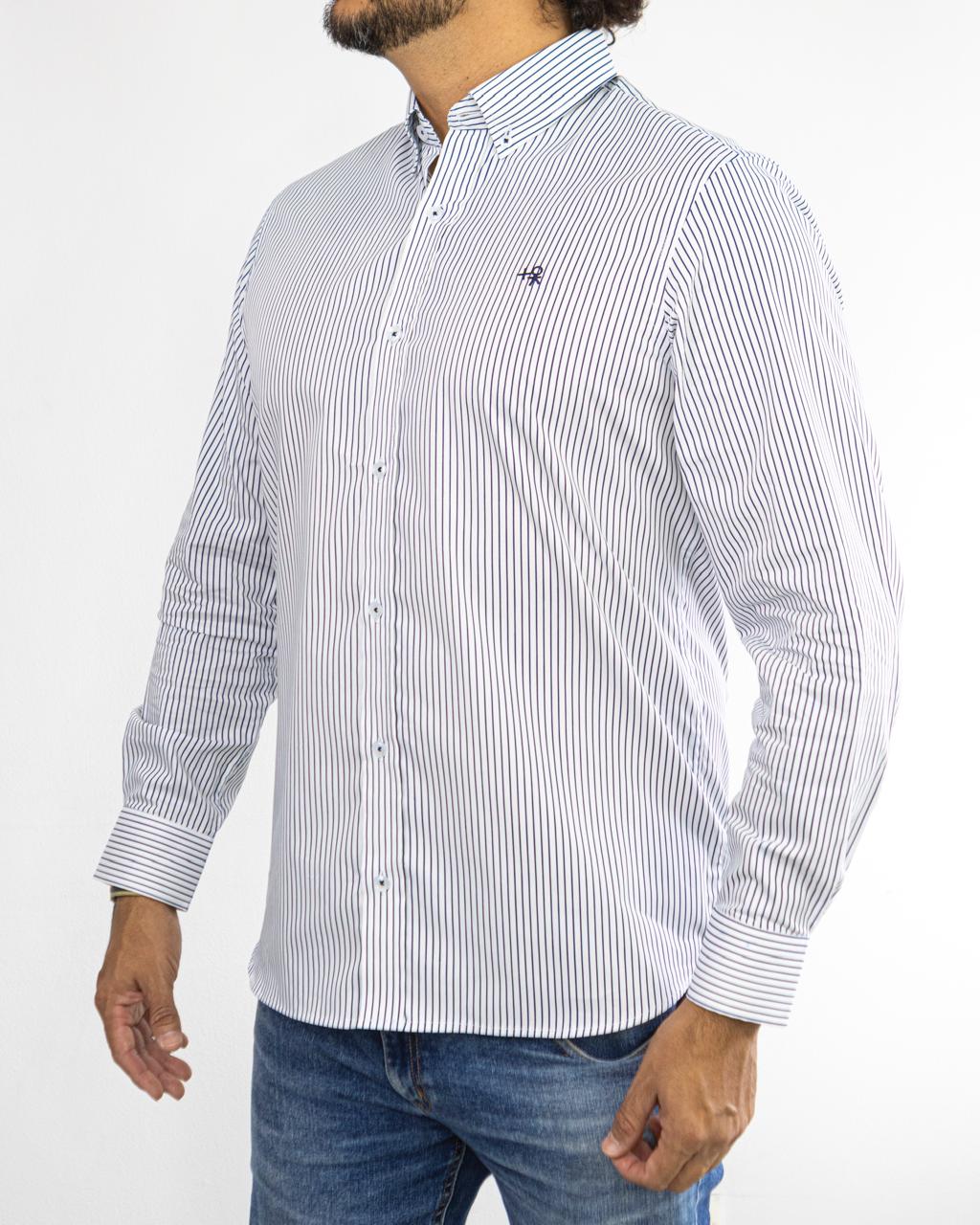 CAMISA MANGA LARGA RAYAS AZUL