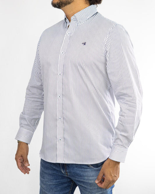 CAMISA MANGA LARGA RAYAS AZUL