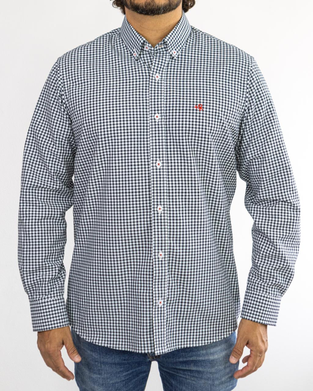 CAMISA MANGA LARGA CUADROS NEGRO