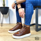 Últimas tallas - TENIS BOTA CUERO CAFÉ