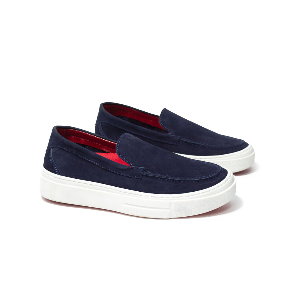 Últimas tallas -TENIS BERLÍN CUERO GAMUZA AZUL - ENVÍO GRATIS