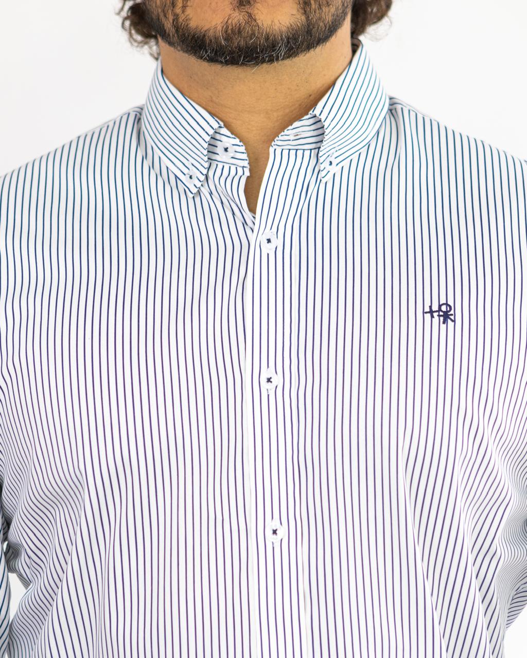CAMISA MANGA LARGA RAYAS AZUL