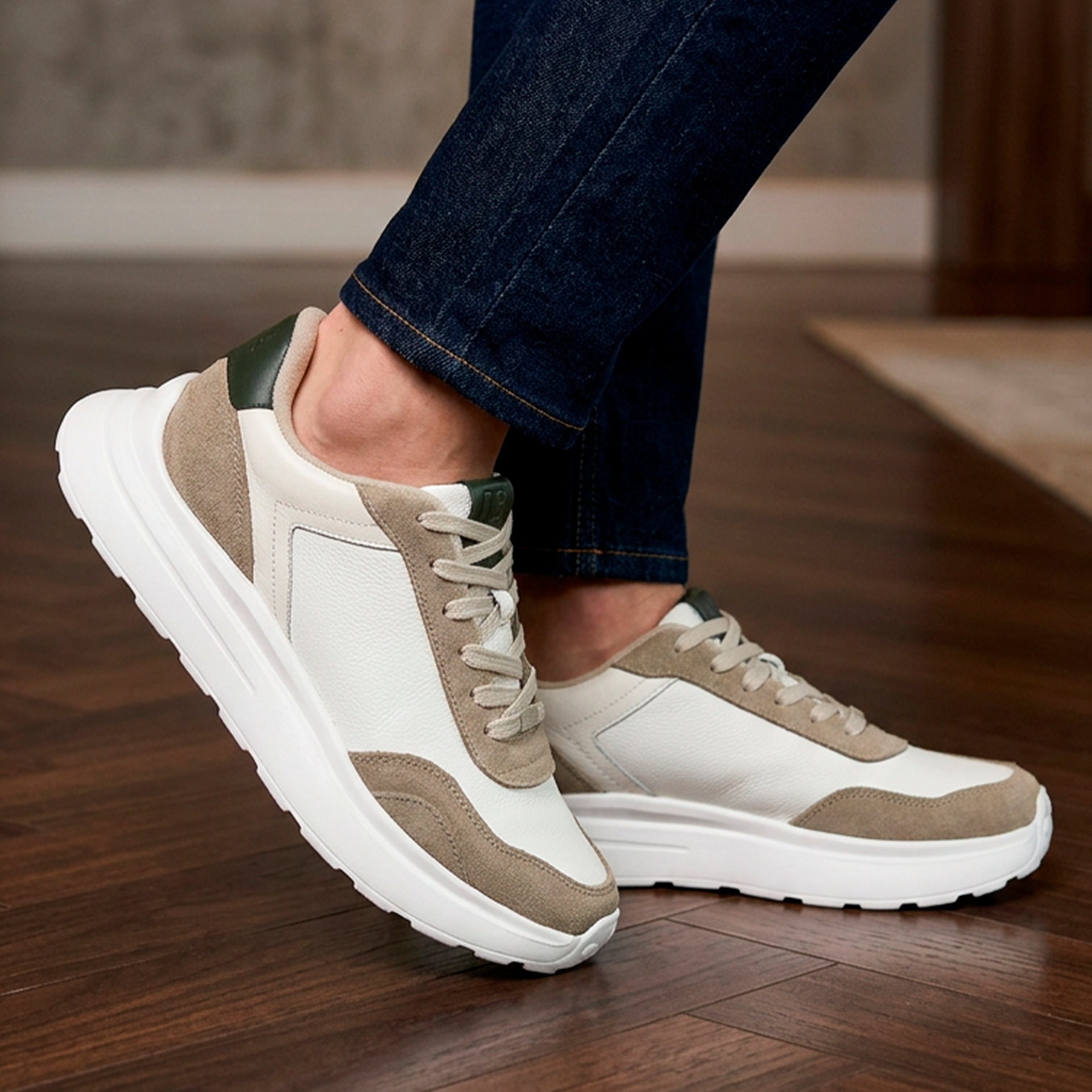 TENIS BILBAO BEIGE CUERO