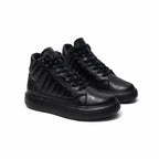 Últimas tallas -TENIS BOTA CUERO NEGRO - ENVÍO GRATIS