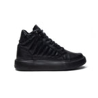 Últimas tallas -TENIS BOTA CUERO NEGRO - ENVÍO GRATIS