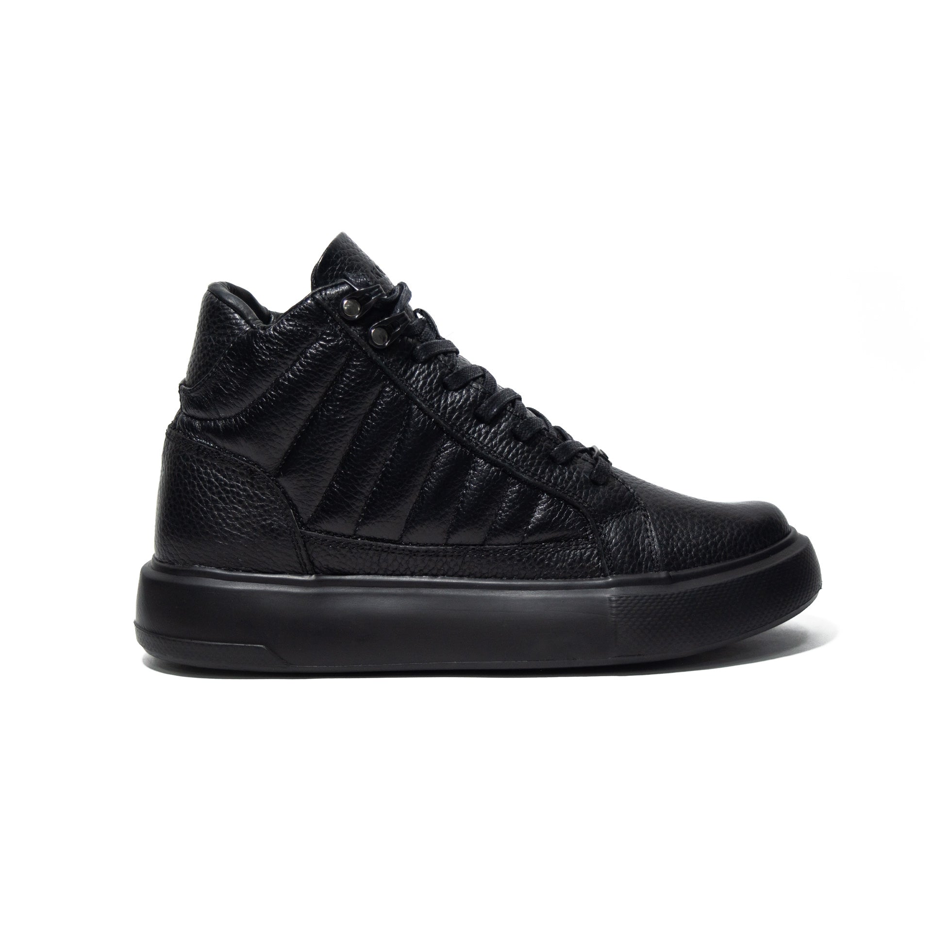 Últimas tallas -TENIS BOTA CUERO NEGRO - ENVÍO GRATIS