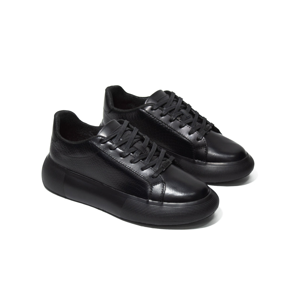 TENIS CABERNET CUERO GRABADO NEGRO - ENVÍO GRATIS