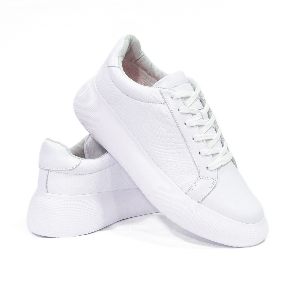 TENIS CABERNET CUERO GRABADO BLANCO - ENVÍO GRATIS