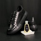 TENIS CABERNET CUERO GRABADO NEGRO - ENVÍO GRATIS