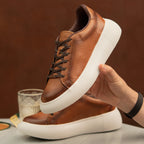 TENIS CABERNET CUERO GRABADO NEGRO - ENVÍO GRATIS