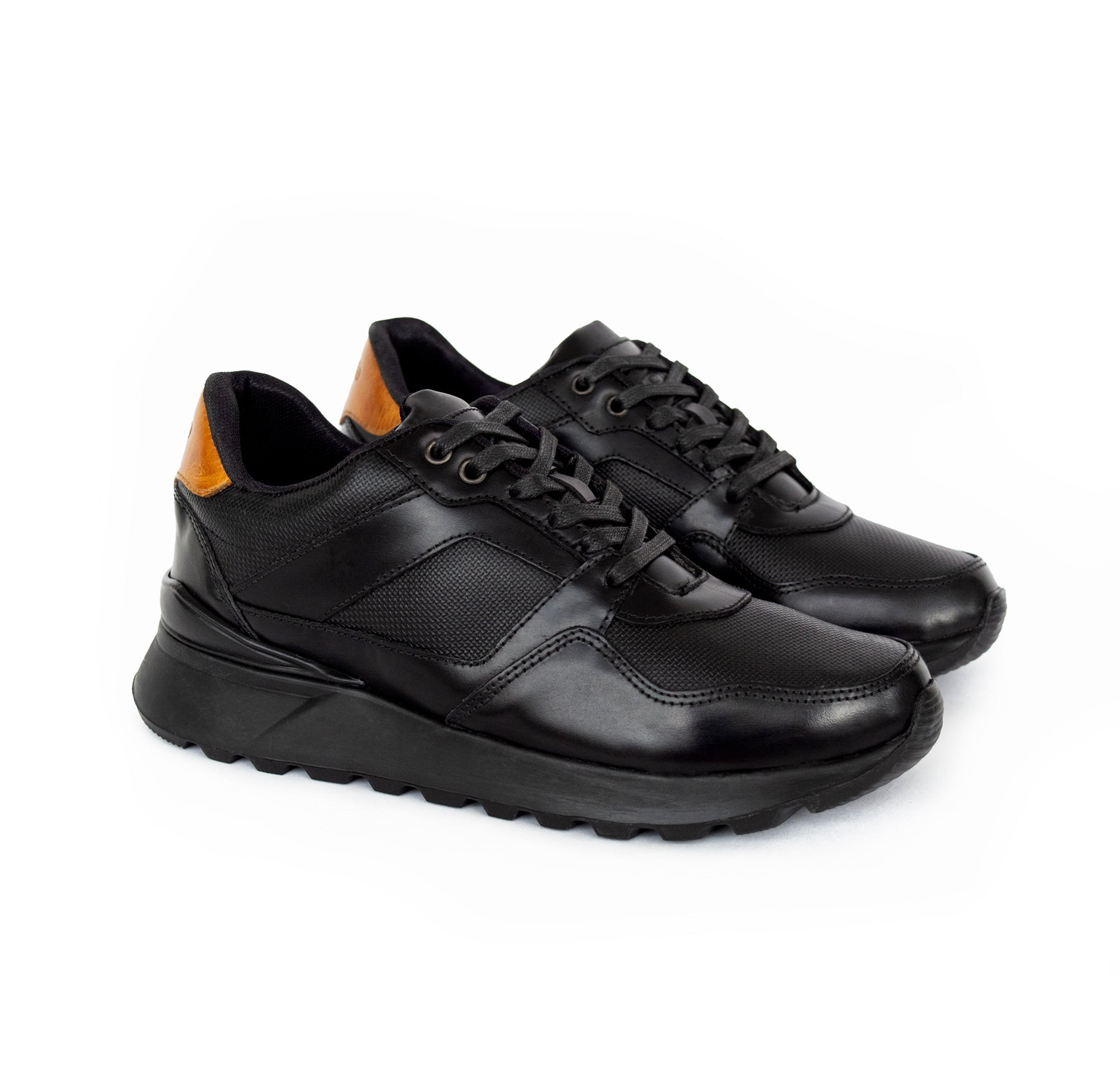 Últimas tallas - TENIS BOSTON CUERO NEGRO
