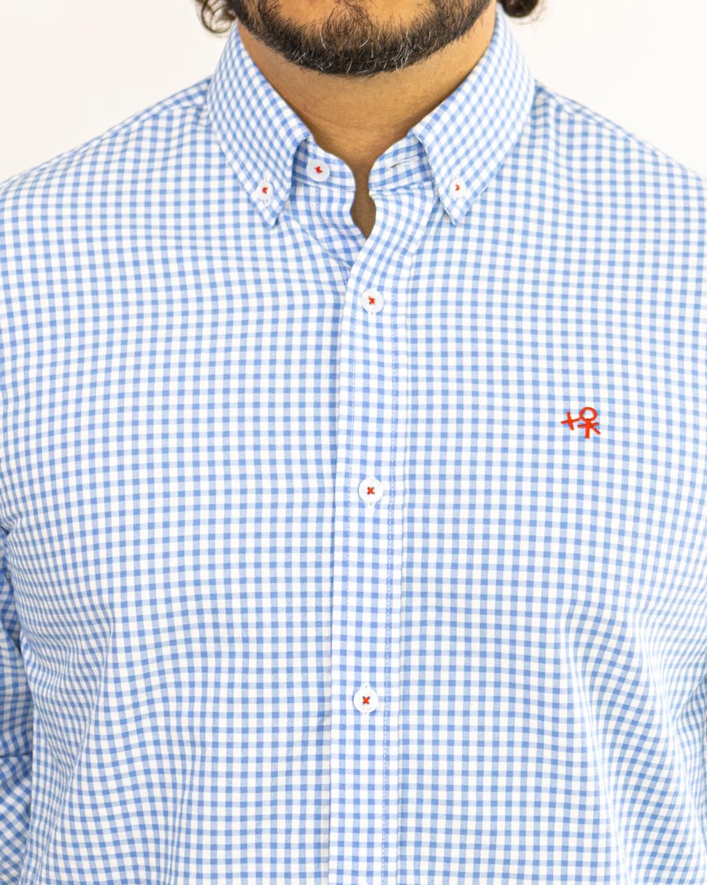 CAMISA MANGA LARGA CUADROS AZUL