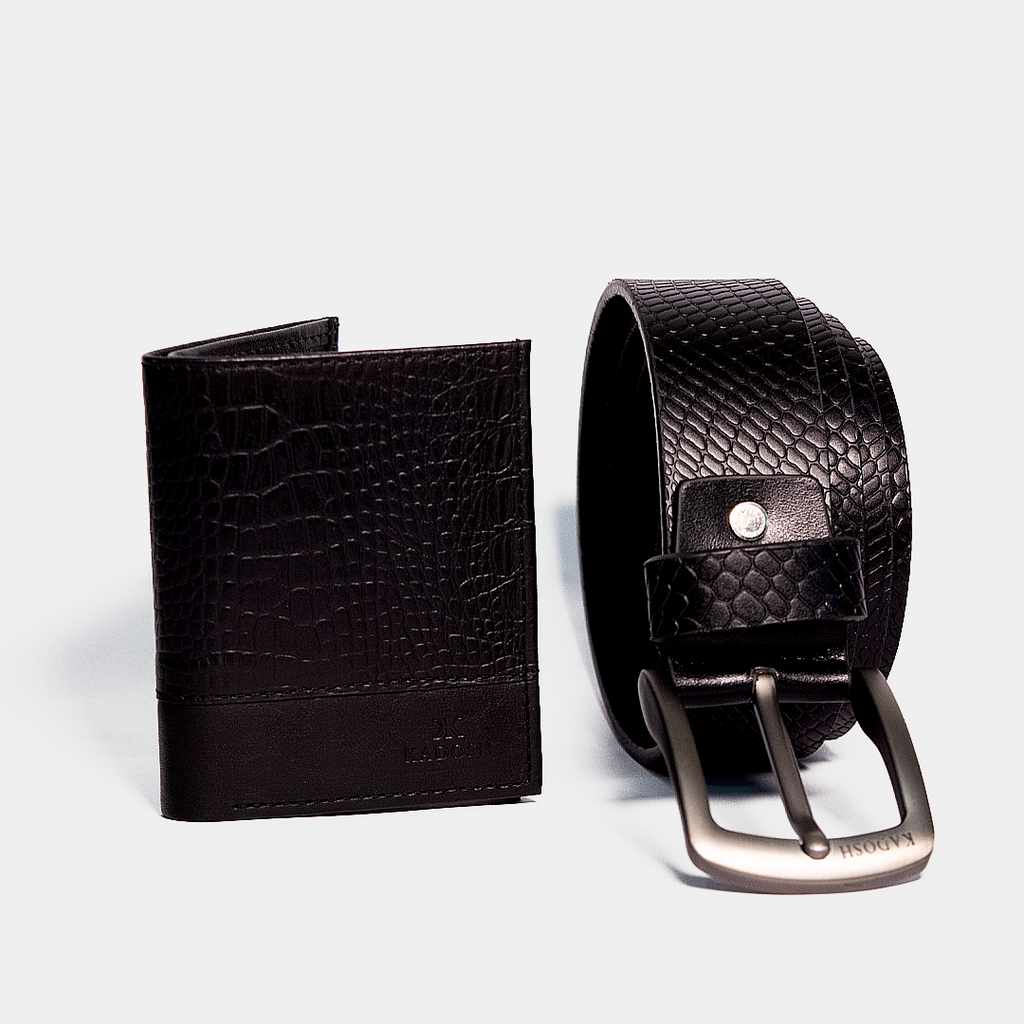 KIT EMBLEMA BILLETERA ANTIRROBO + CINTURON NEGRO - ENVÍO GRATIS