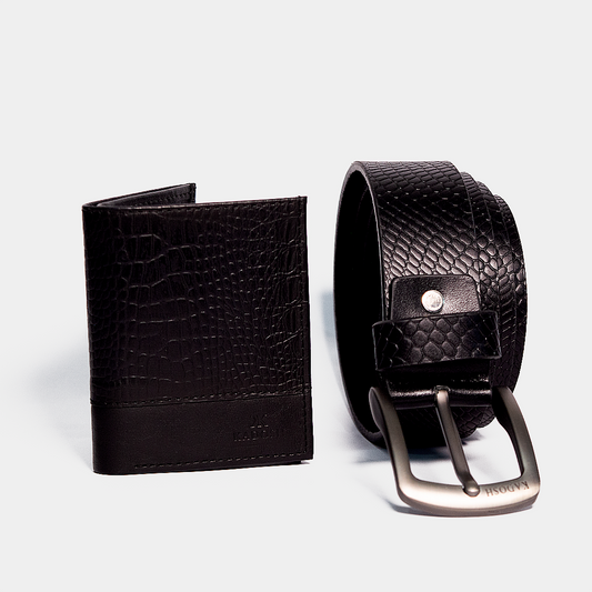 KIT EMBLEMA BILLETERA ANTIRROBO + CINTURON NEGRO - ENVÍO GRATIS