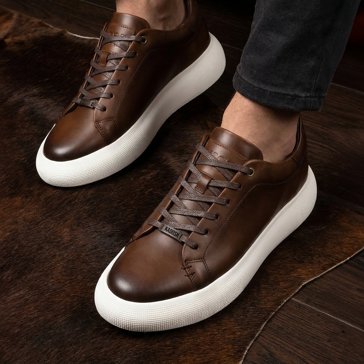 TENIS KONG CUERO COGNAC