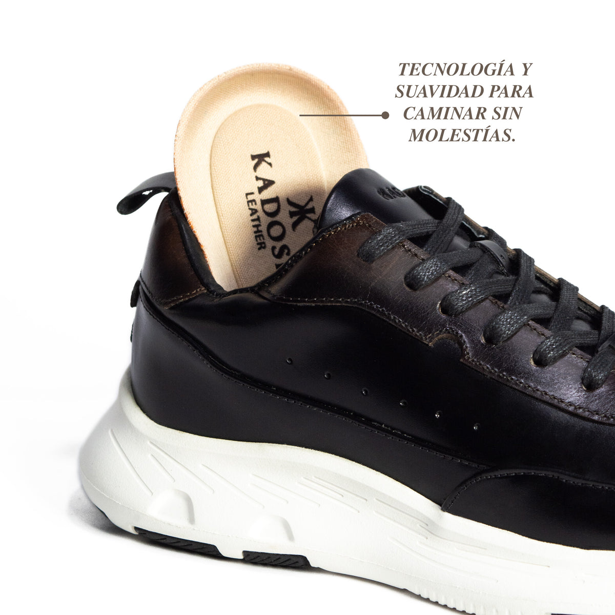 Últimas tallas -TENIS NAPOLES CUERO NEGRO - ENVÍO GRATIS