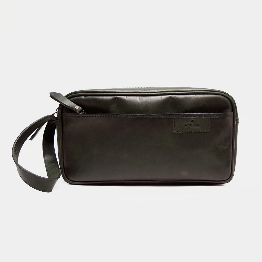 ORGANIZADOR DE VIAJE CUERO VERDE