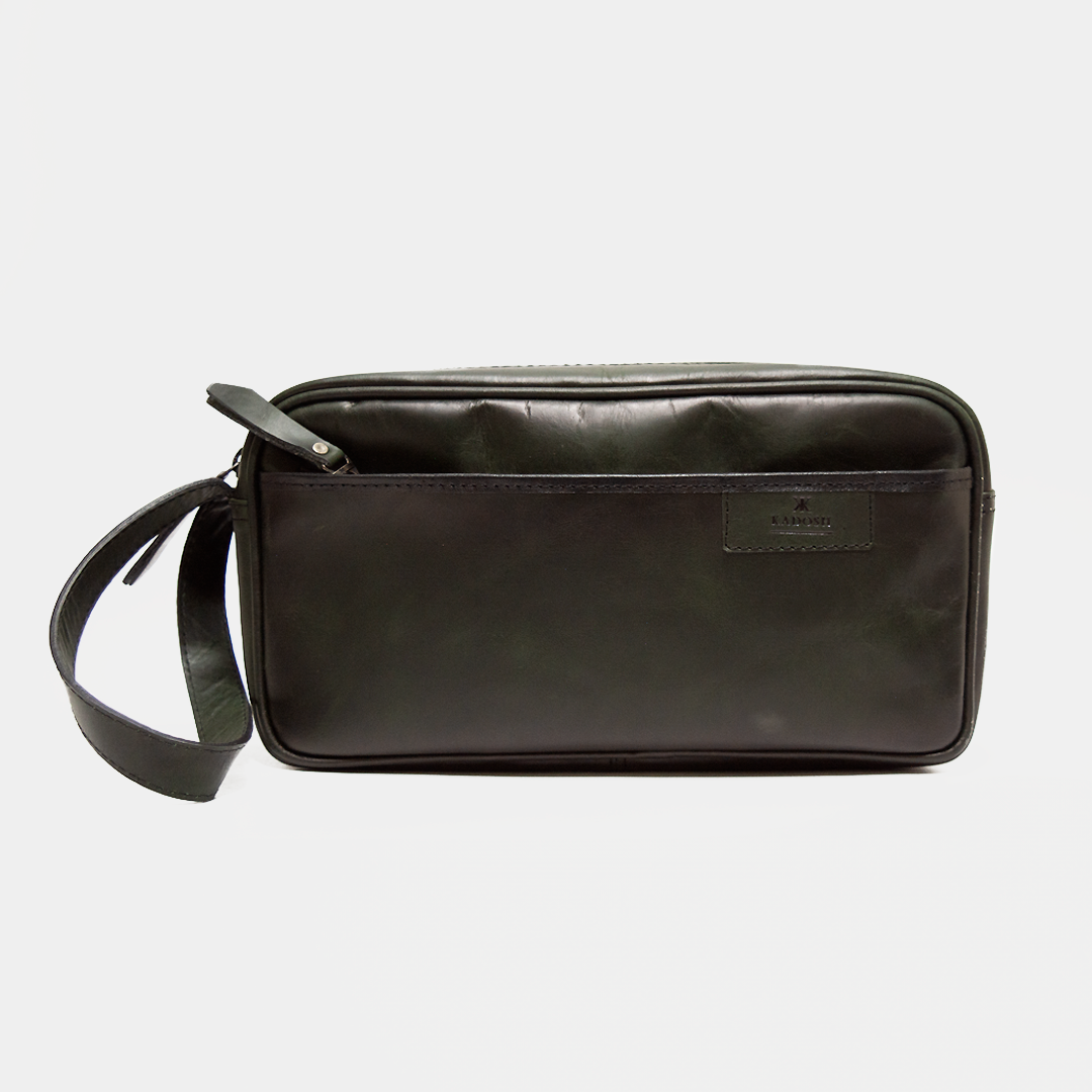 ORGANIZADOR DE VIAJE CUERO VERDE