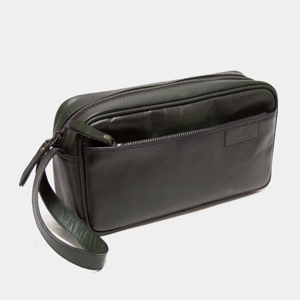 ORGANIZADOR DE VIAJE CUERO VERDE