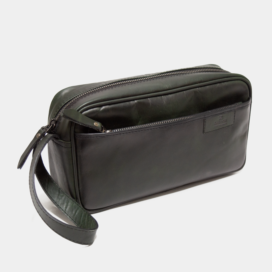 ORGANIZADOR DE VIAJE CUERO VERDE