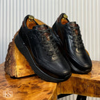 Últimas tallas -TENIS ESTOCOLMO CUERO NEGRO