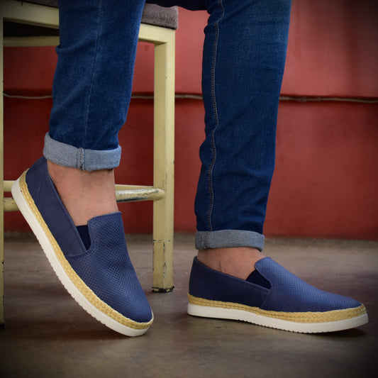 Últimas tallas -TENIS ESPADRILLA CUERO AZUL - ENVÍO GRATIS